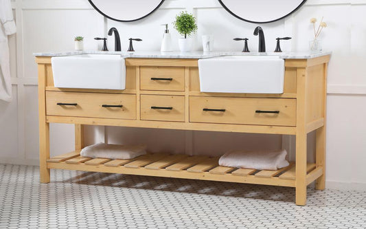 Elegant Furniture & Lighting - Clement 72 inch double bathroom vanity in natural wood - VF60172DNW veiw 3