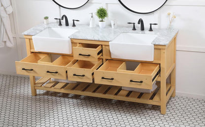 Elegant Furniture & Lighting - Clement 72 inch double bathroom vanity in natural wood - VF60172DNW veiw 4