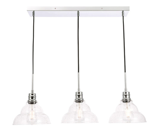 Elegant Furniture & Lighting - Clive 3 light Chrome and Clear seeded glass pendant - LD6223C veiw 1