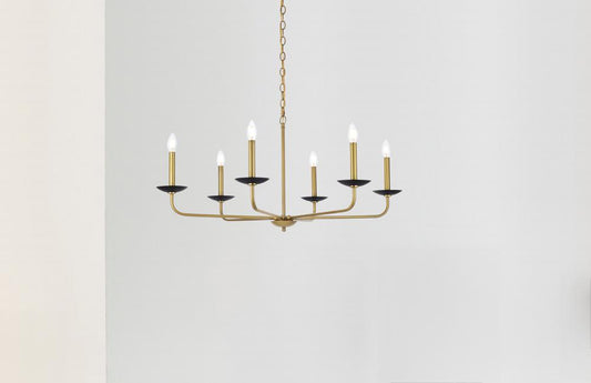 Elegant Furniture & Lighting - Cohen 36 inch pendant in black and brass - LD812D36BRK veiw 1