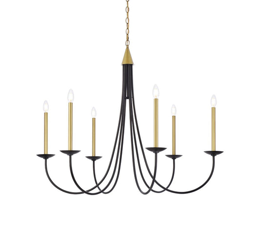 Elegant Furniture & Lighting - Cohen 42 inch pendant in black and brass - LD810D42BRK veiw 1