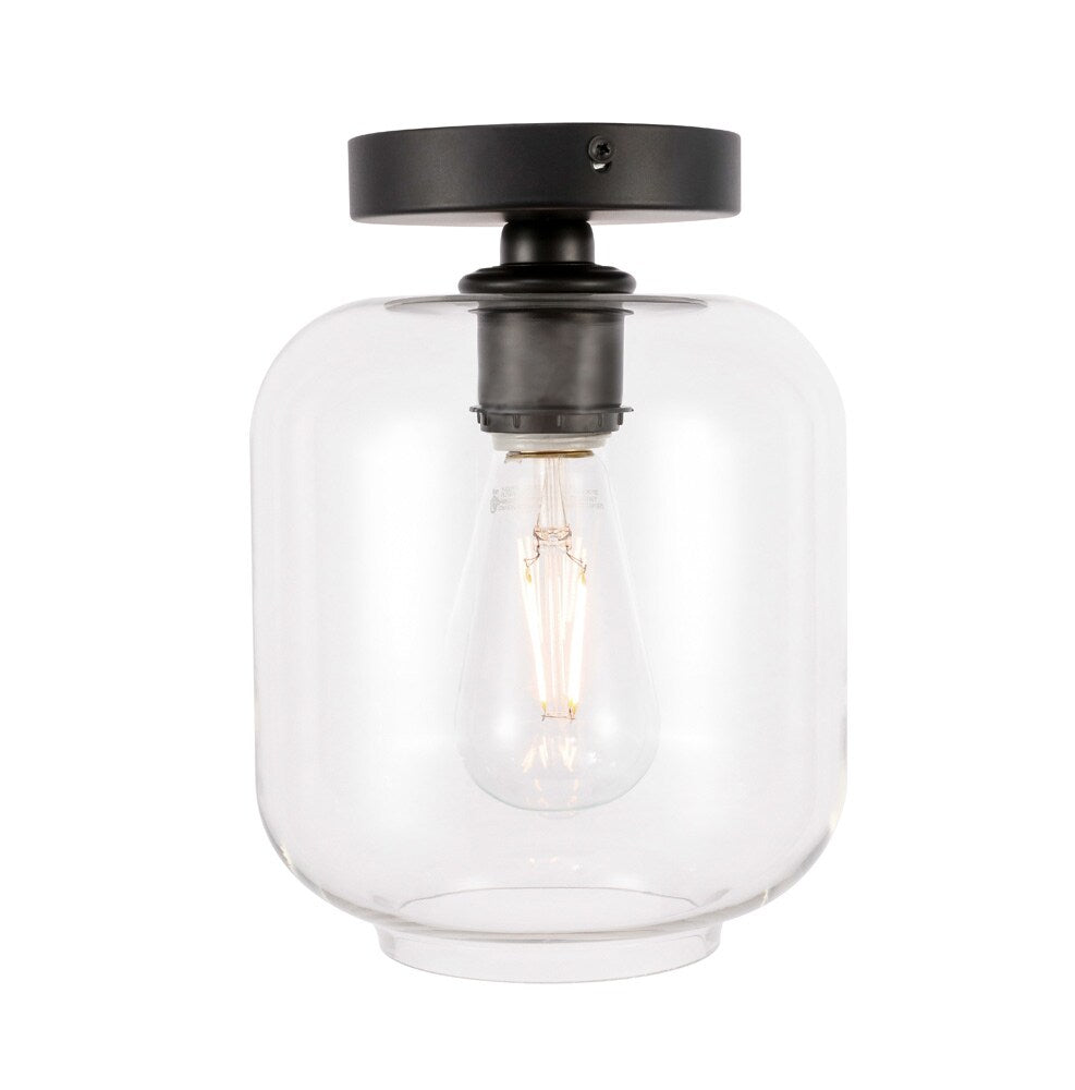 Elegant Furniture & Lighting - Collier 1 light Black and Clear glass Flush mount - LD2270BK veiw 1