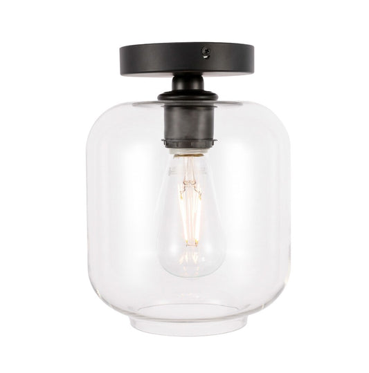 Elegant Furniture & Lighting - Collier 1 light Black and Clear glass Flush mount - LD2270BK veiw 1
