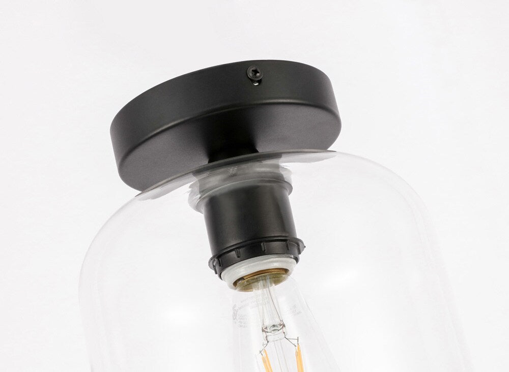 Elegant Furniture & Lighting - Collier 1 light Black and Clear glass Flush mount - LD2270BK veiw 3