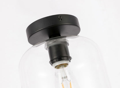 Elegant Furniture & Lighting - Collier 1 light Black and Clear glass Flush mount - LD2270BK veiw 3