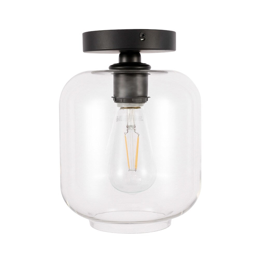 Elegant Furniture & Lighting - Collier 1 light Black and Clear glass Flush mount - LD2270BK veiw 6