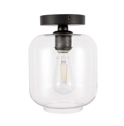 Elegant Furniture & Lighting - Collier 1 light Black and Clear glass Flush mount - LD2270BK veiw 6