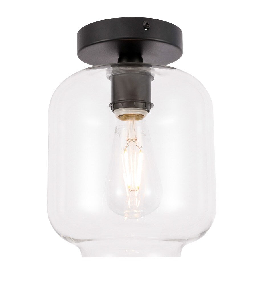 Elegant Furniture & Lighting - Collier 1 light Black and Clear glass Flush mount - LD2270BK veiw 7