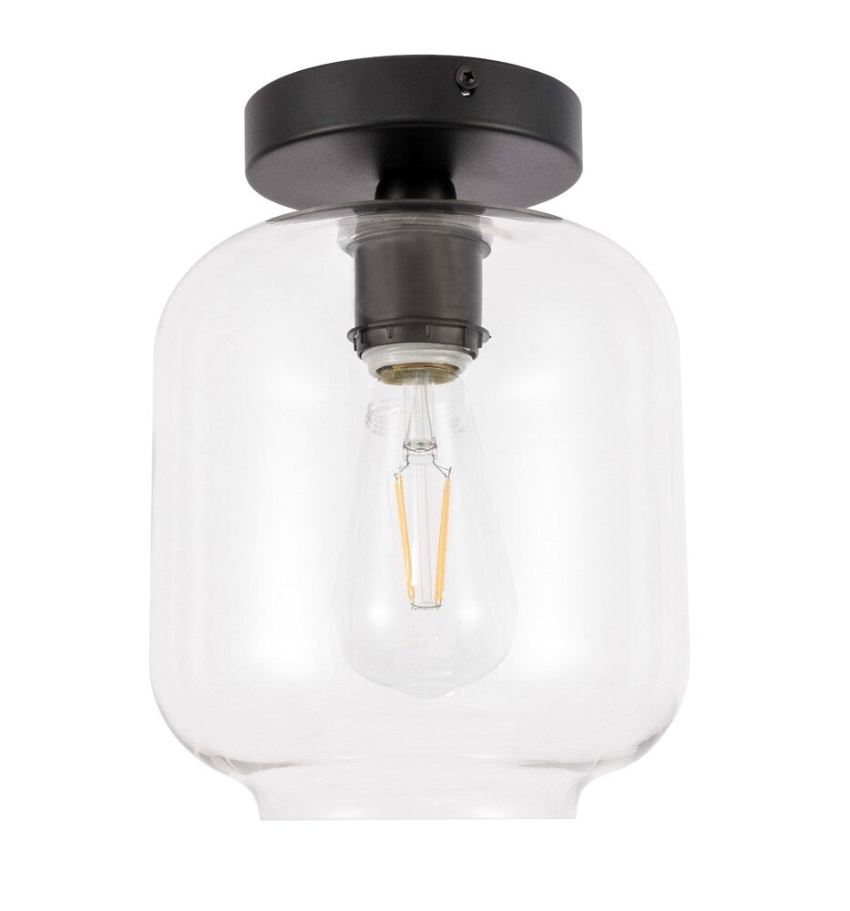 Elegant Furniture & Lighting - Collier 1 light Black and Clear glass Flush mount - LD2270BK veiw 8