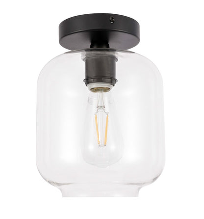 Elegant Furniture & Lighting - Collier 1 light Black and Clear glass Flush mount - LD2270BK veiw 8