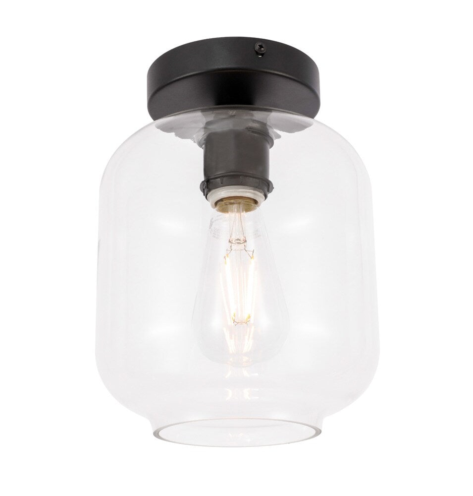 Elegant Furniture & Lighting - Collier 1 light Black and Clear glass Flush mount - LD2270BK veiw 9
