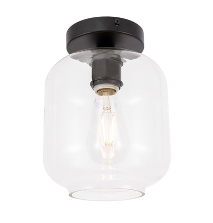 Elegant Furniture & Lighting - Collier 1 light Black and Clear glass Flush mount - LD2270BK veiw 9