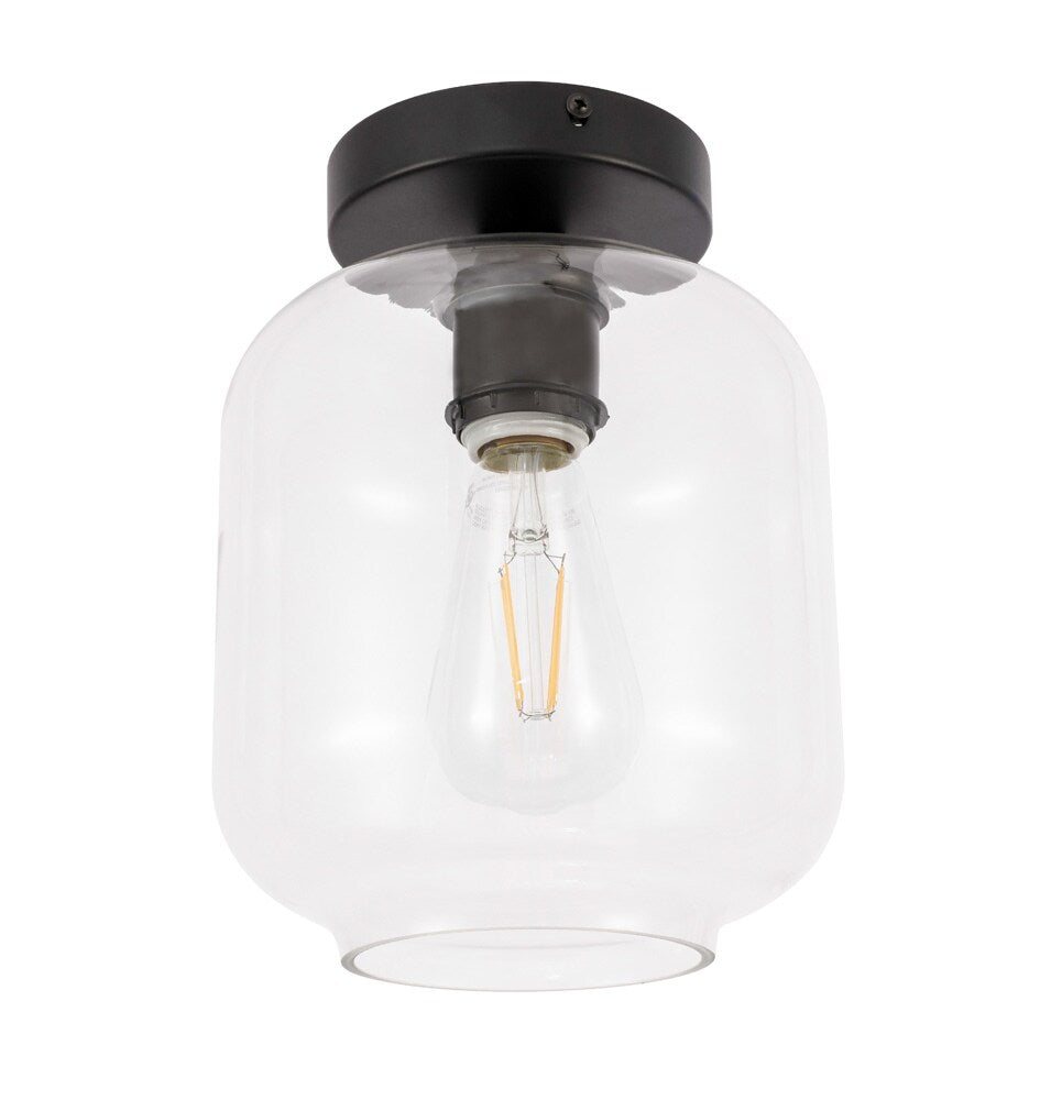 Elegant Furniture & Lighting - Collier 1 light Black and Clear glass Flush mount - LD2270BK veiw 10