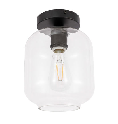 Elegant Furniture & Lighting - Collier 1 light Black and Clear glass Flush mount - LD2270BK veiw 10
