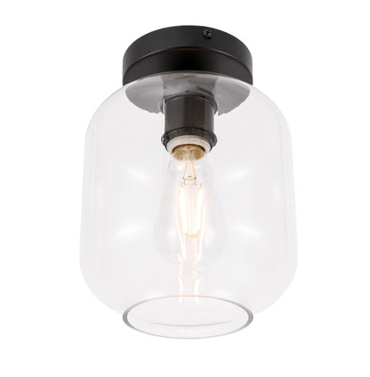 Elegant Furniture & Lighting - Collier 1 light Black and Clear glass Flush mount - LD2270BK veiw 11
