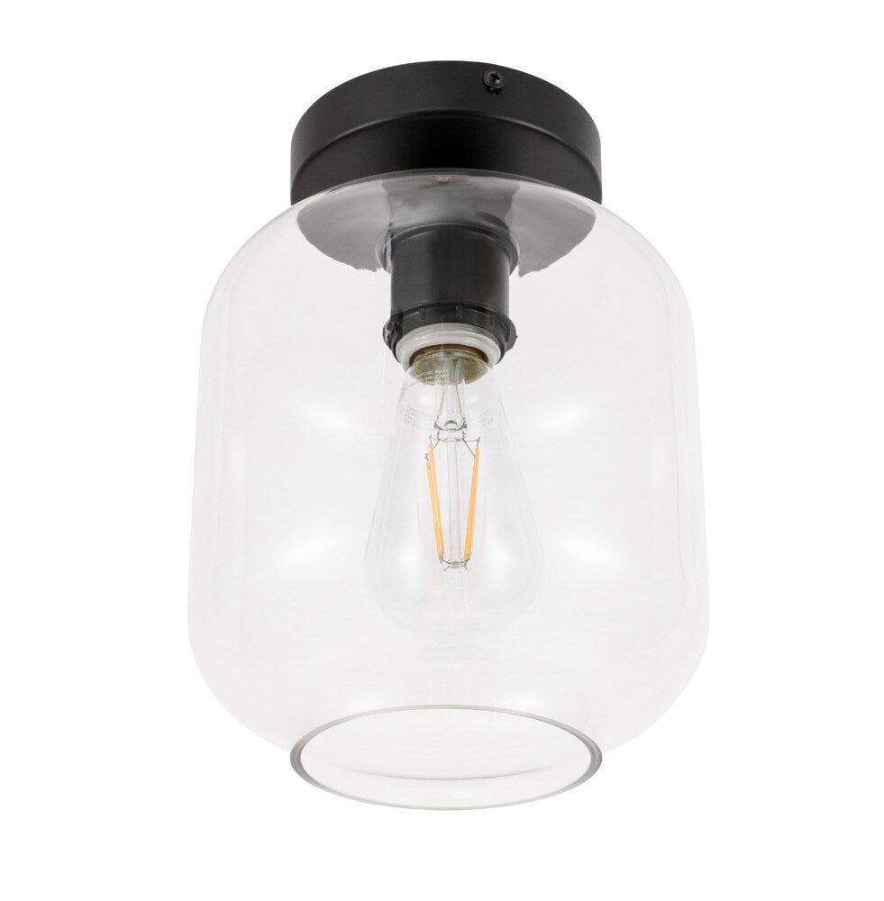 Elegant Furniture & Lighting - Collier 1 light Black and Clear glass Flush mount - LD2270BK veiw 12