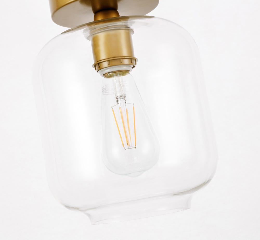 Elegant Furniture & Lighting - Collier 1 light Brass and Clear glass Flush mount - LD2270BR veiw 3