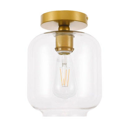 Elegant Furniture & Lighting - Collier 1 light Brass and Clear glass Flush mount - LD2270BR veiw 6