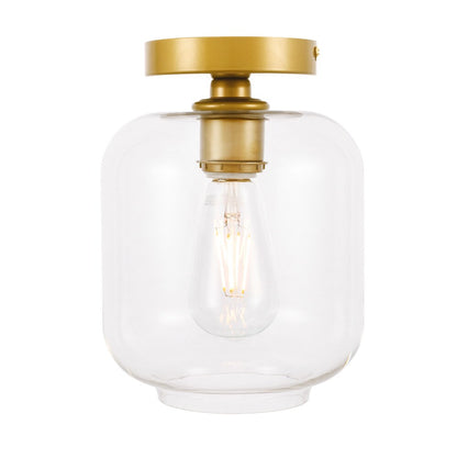 Elegant Furniture & Lighting - Collier 1 light Brass and Clear glass Flush mount - LD2270BR veiw 7