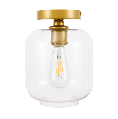 Elegant Furniture & Lighting - Collier 1 light Brass and Clear glass Flush mount - LD2270BR veiw 8