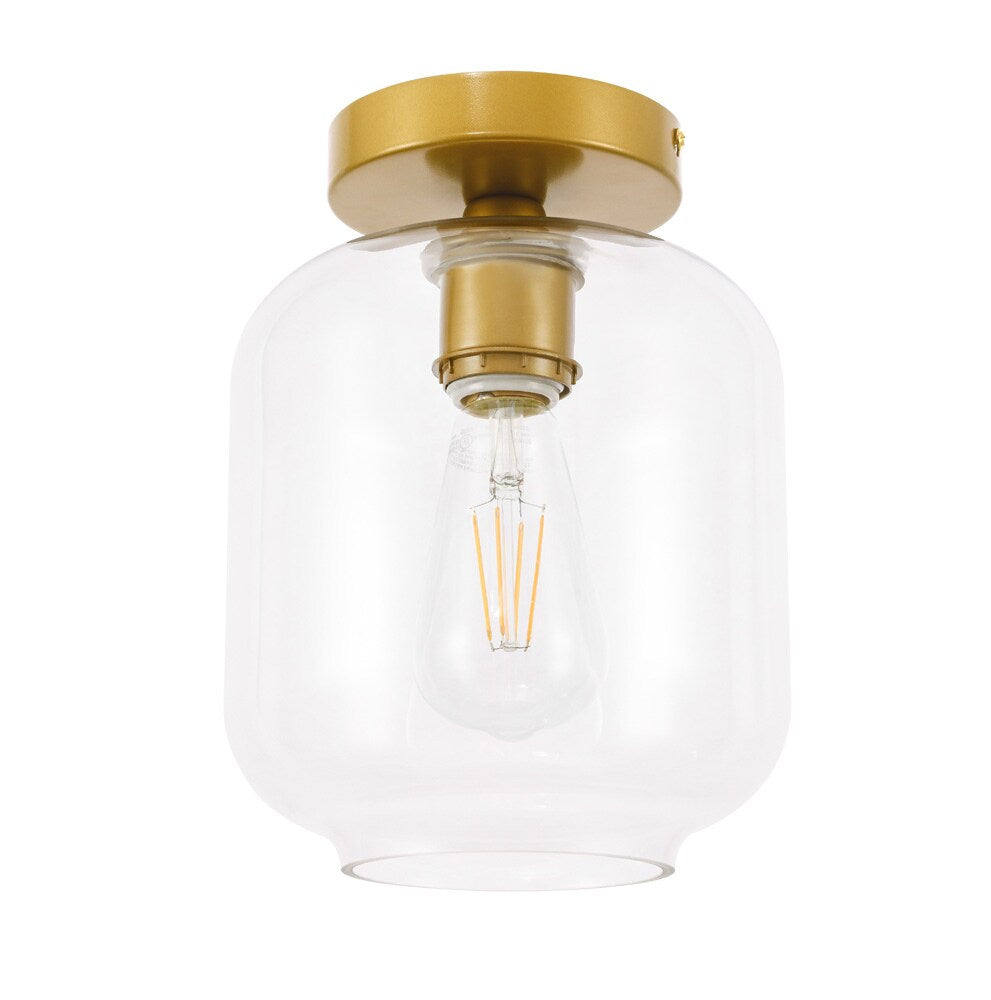 Elegant Furniture & Lighting - Collier 1 light Brass and Clear glass Flush mount - LD2270BR veiw 10