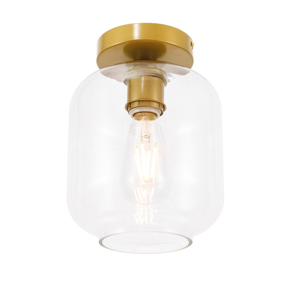 Elegant Furniture & Lighting - Collier 1 light Brass and Clear glass Flush mount - LD2270BR veiw 11