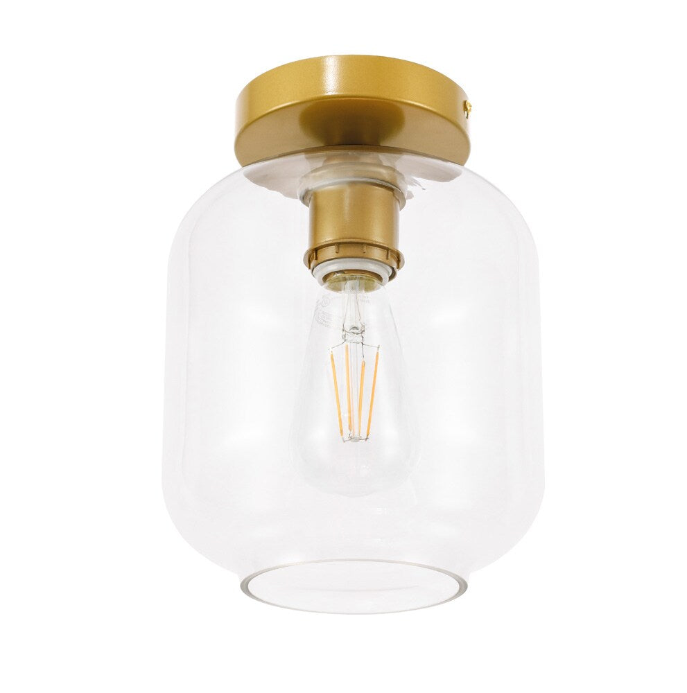 Elegant Furniture & Lighting - Collier 1 light Brass and Clear glass Flush mount - LD2270BR veiw 12