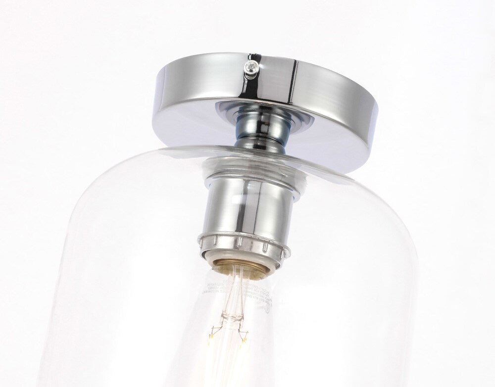 Elegant Furniture & Lighting - Collier 1 light Chrome and Clear glass Flush mount - LD2270C veiw 3