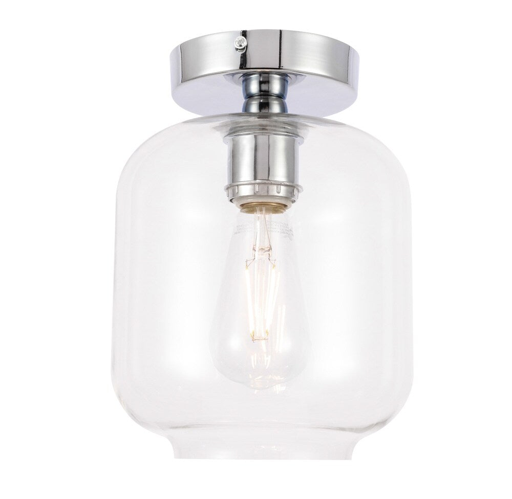 Elegant Furniture & Lighting - Collier 1 light Chrome and Clear glass Flush mount - LD2270C veiw 6