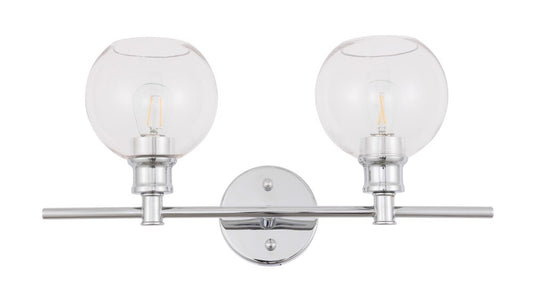 Elegant Furniture & Lighting - Collier 2 light Chrome and Clear glass Wall sconce - LD2314C veiw 1