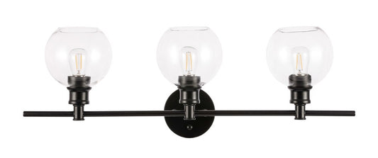 Elegant Furniture & Lighting - Collier 3 light Black and Clear glass Wall sconce - LD2318BK veiw 1