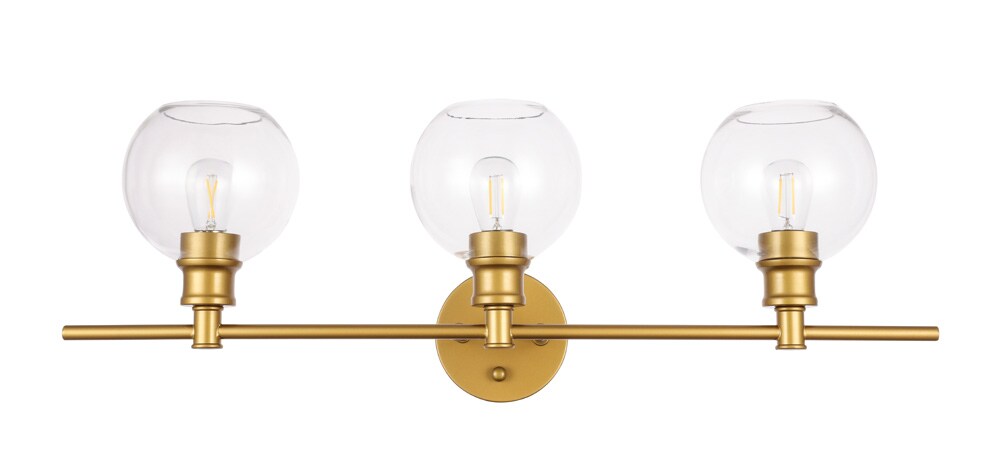 Elegant Furniture & Lighting - Collier 3 light Brass and Clear glass Wall sconce - LD2318BR veiw 1