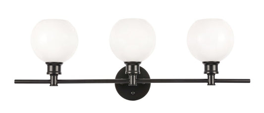 Elegant Furniture & Lighting - Collier 3 light Black and Frosted white glass Wall sconce - LD2319BK veiw 1