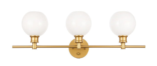Elegant Furniture & Lighting - Collier 3 light Brass and Frosted white glass Wall sconce - LD2319BR veiw 1