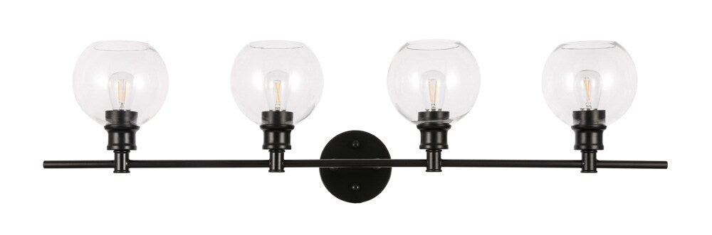 Elegant Furniture & Lighting - Collier 4 light Black and Clear glass Wall sconce - LD2322BK veiw 1