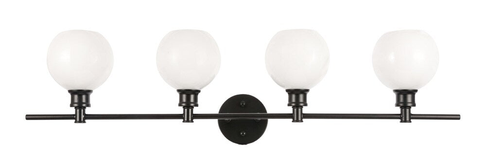 Elegant Furniture & Lighting - Collier 4 light Black and Frosted white glass Wall sconce - LD2323BK veiw 1