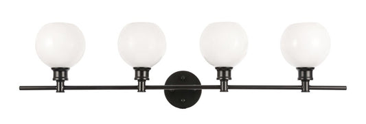 Elegant Furniture & Lighting - Collier 4 light Black and Frosted white glass Wall sconce - LD2323BK veiw 1