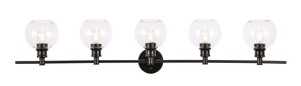 Elegant Furniture & Lighting - Collier 5 light Black and Clear glass Wall sconce - LD2326BK veiw 1
