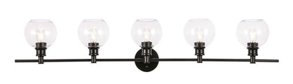 Elegant Furniture & Lighting - Collier 5 light Black and Clear glass Wall sconce - LD2326BK veiw 1
