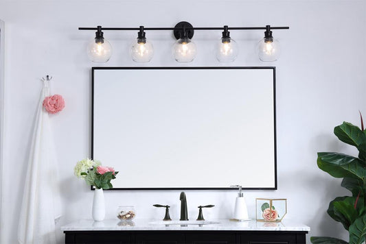 Elegant Furniture & Lighting - Collier 5 light Black and Clear glass Wall sconce - LD2326BK veiw 2