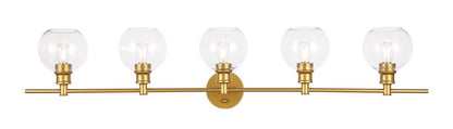 Elegant Furniture & Lighting - Collier 5 light Brass and Clear glass Wall sconce - LD2326BR veiw 1