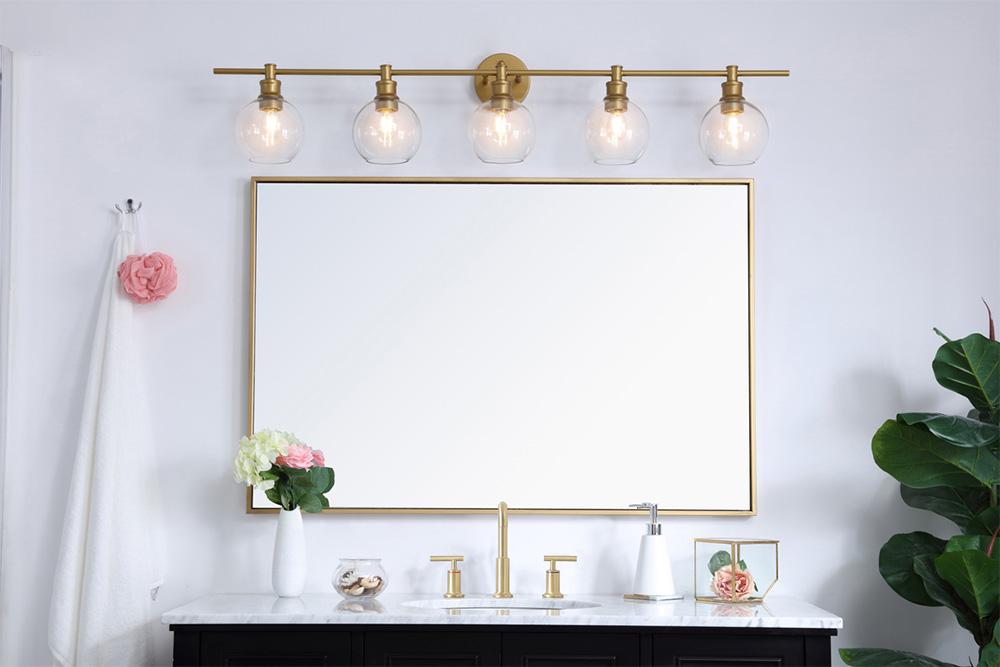 Elegant Furniture & Lighting - Collier 5 light Brass and Clear glass Wall sconce - LD2326BR veiw 2