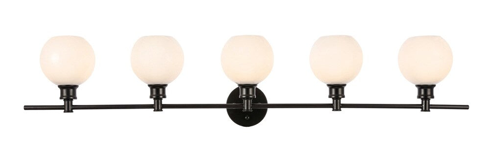 Elegant Furniture & Lighting - Collier 5 light Black and Frosted white glass Wall sconce - LD2327BK veiw 1