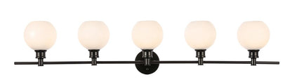 Elegant Furniture & Lighting - Collier 5 light Black and Frosted white glass Wall sconce - LD2327BK veiw 1