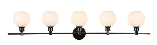 Elegant Furniture & Lighting - Collier 5 light Black and Frosted white glass Wall sconce - LD2327BK veiw 1