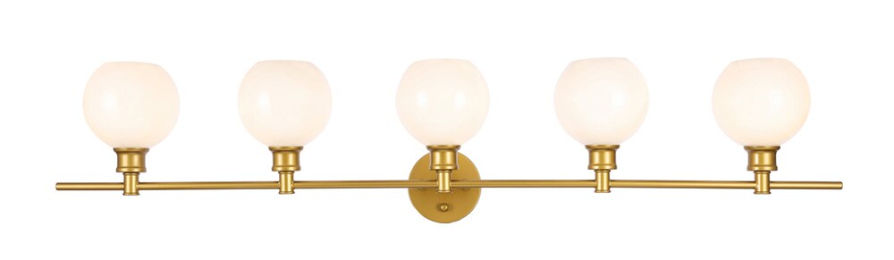 Elegant Furniture & Lighting - Collier 5 light Brass and Frosted white glass Wall sconce - LD2327BR veiw 1