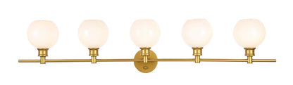 Elegant Furniture & Lighting - Collier 5 light Brass and Frosted white glass Wall sconce - LD2327BR veiw 1