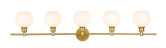 Elegant Furniture & Lighting - Collier 5 light Brass and Frosted white glass Wall sconce - LD2327BR veiw 1
