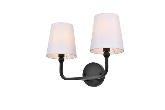Elegant Furniture & Lighting - Colson 2 light Black and Clear Bath Sconce - LD7322W16BLK veiw 1