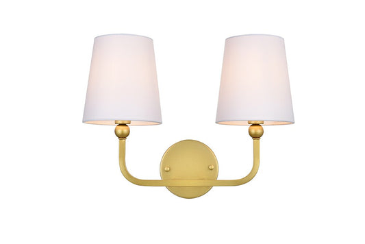 Elegant Furniture & Lighting - Colson 2 light Brass and Clear Bath Sconce - LD7322W16BRA veiw 1